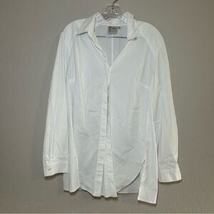 Finley Elegant White Button Down Blouse women’s xl career office minimal basic